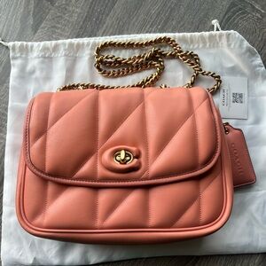 Coach Quilted Madison Shoulder Bag in Coral